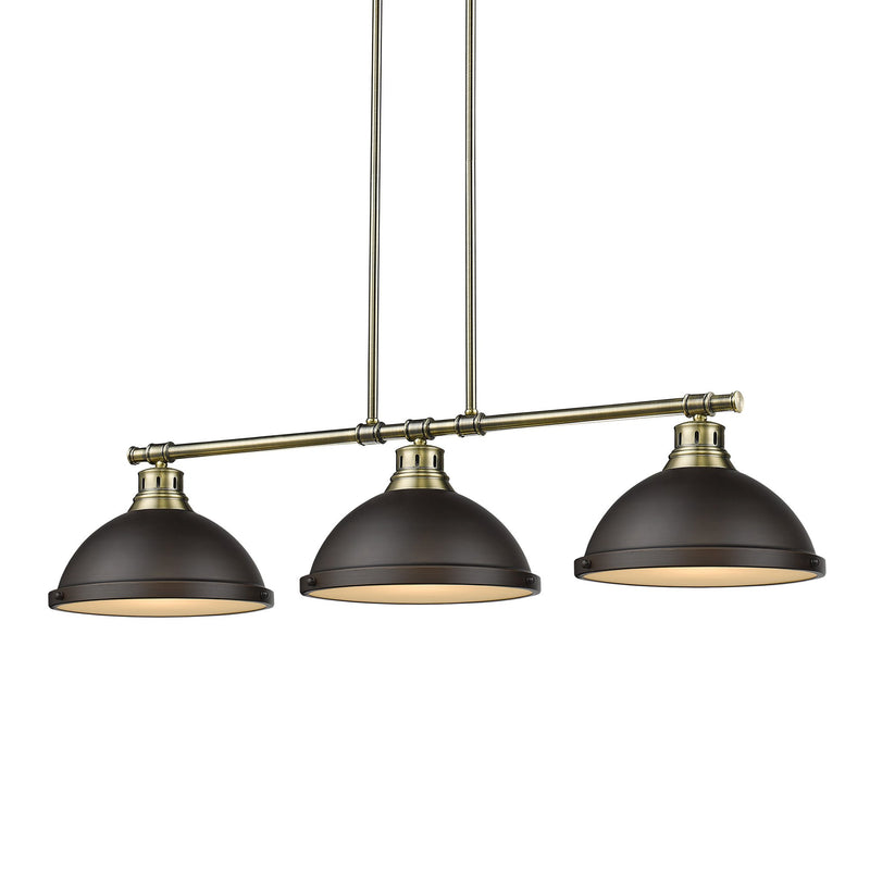 Duncan 3-Light Linear Pendant in Aged Brass