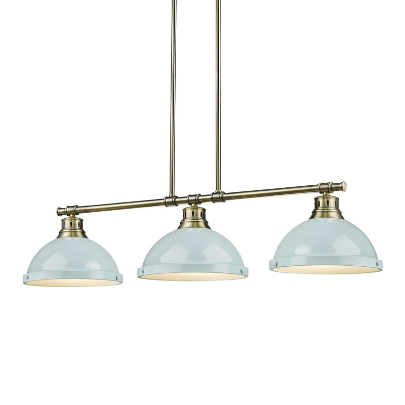 Duncan 3-Light Linear Pendant in Aged Brass