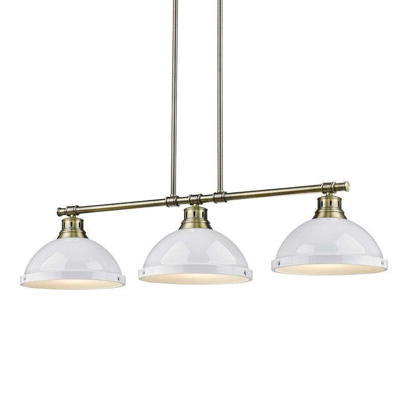 Duncan 3-Light Linear Pendant in Aged Brass