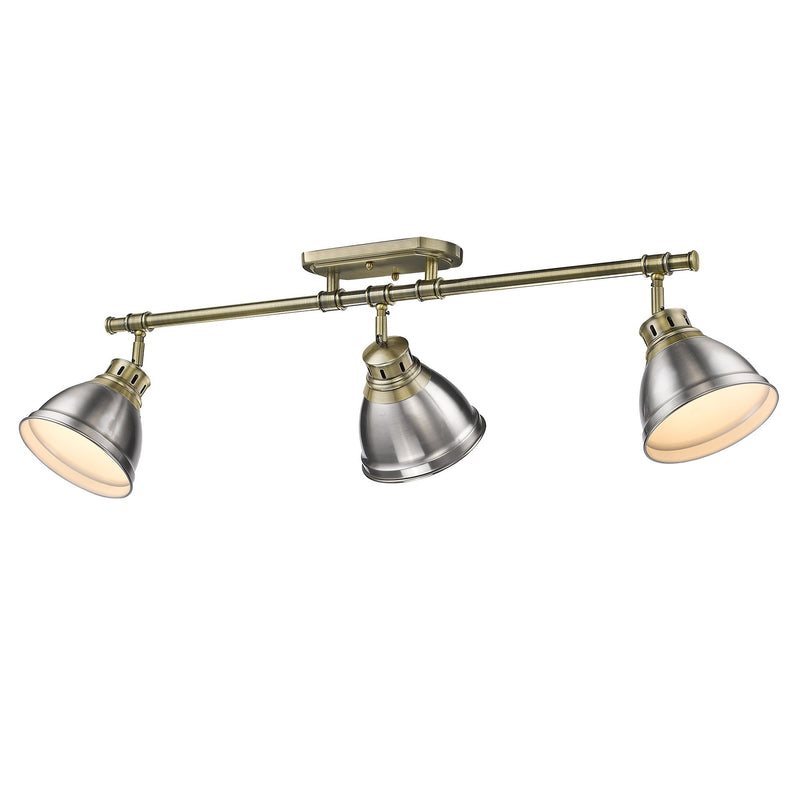 Duncan 3-Light Semi-Flush Mount in Aged Brass