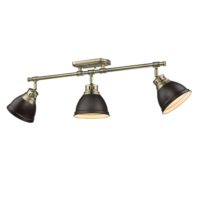 Duncan 3-Light Semi-Flush Mount in Aged Brass