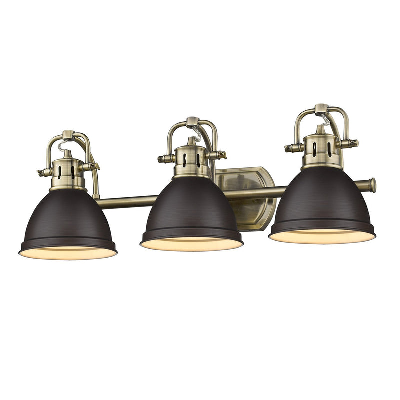 Duncan 3-Light Bath Vanity Light in Aged Brass