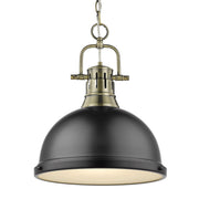 Duncan 14" Chain Hung Pendant in Aged Brass