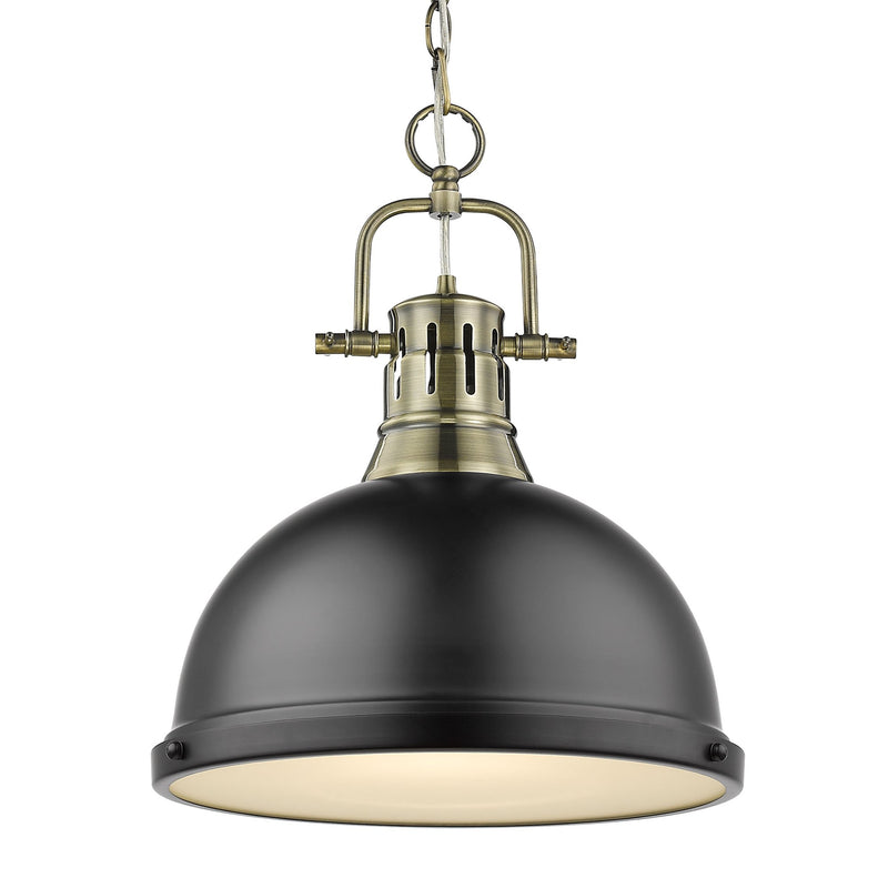 Duncan 14" Chain Hung Pendant in Aged Brass