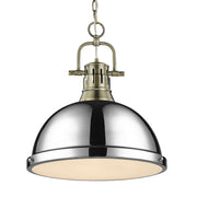 Duncan 14" Chain Hung Pendant in Aged Brass