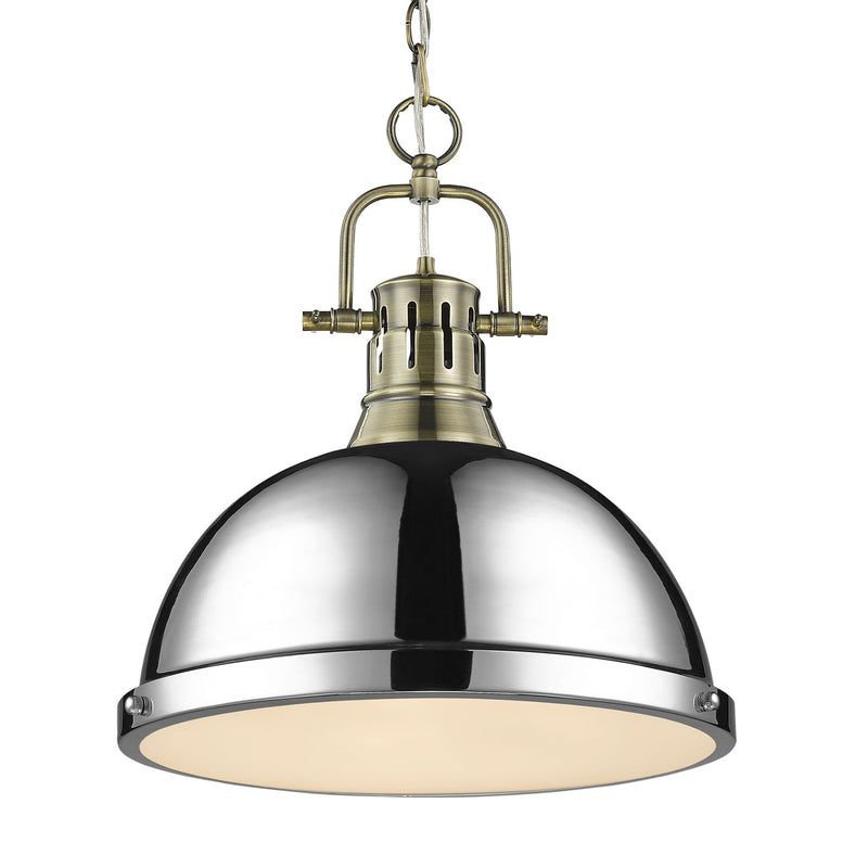 Duncan 14" Chain Hung Pendant in Aged Brass