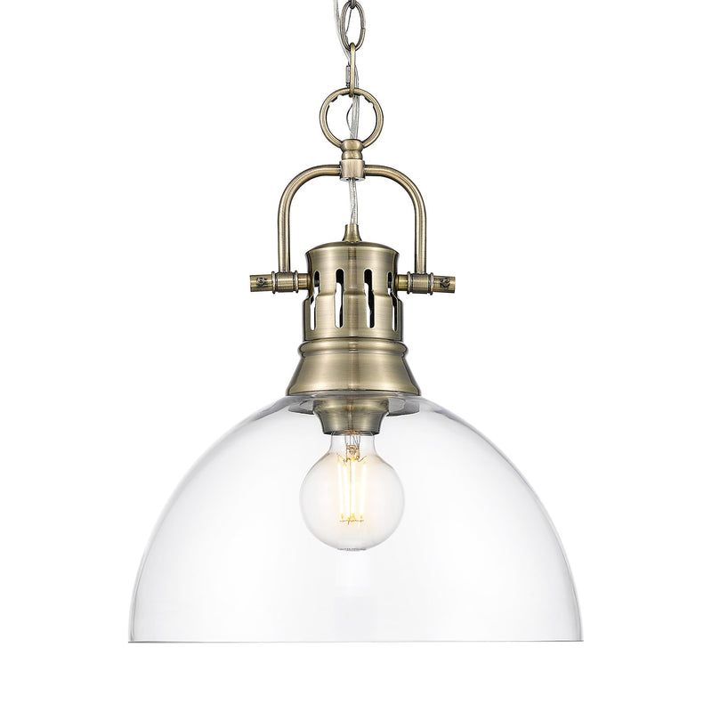 Duncan 14" Chain Hung Pendant in Aged Brass