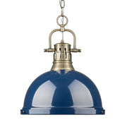 Duncan 14" Chain Hung Pendant in Aged Brass