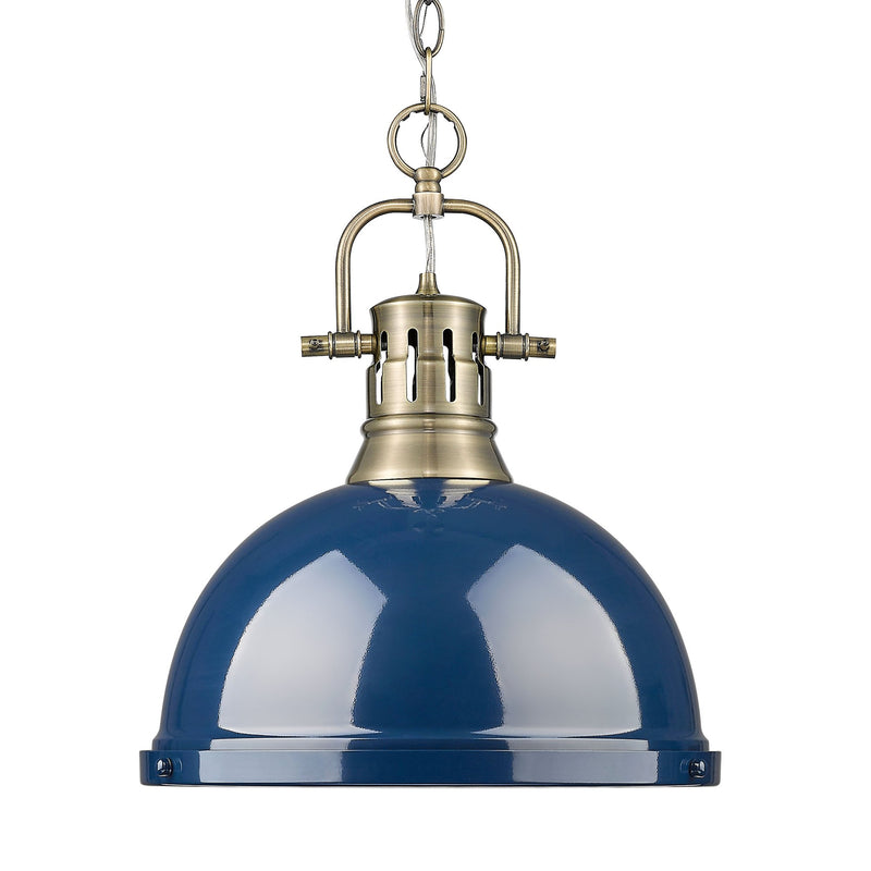Duncan 14" Chain Hung Pendant in Aged Brass