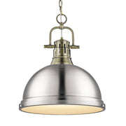 Duncan 14" Chain Hung Pendant in Aged Brass