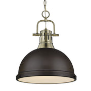 Duncan 14" Chain Hung Pendant in Aged Brass