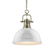 Duncan 14" Chain Hung Pendant in Aged Brass
