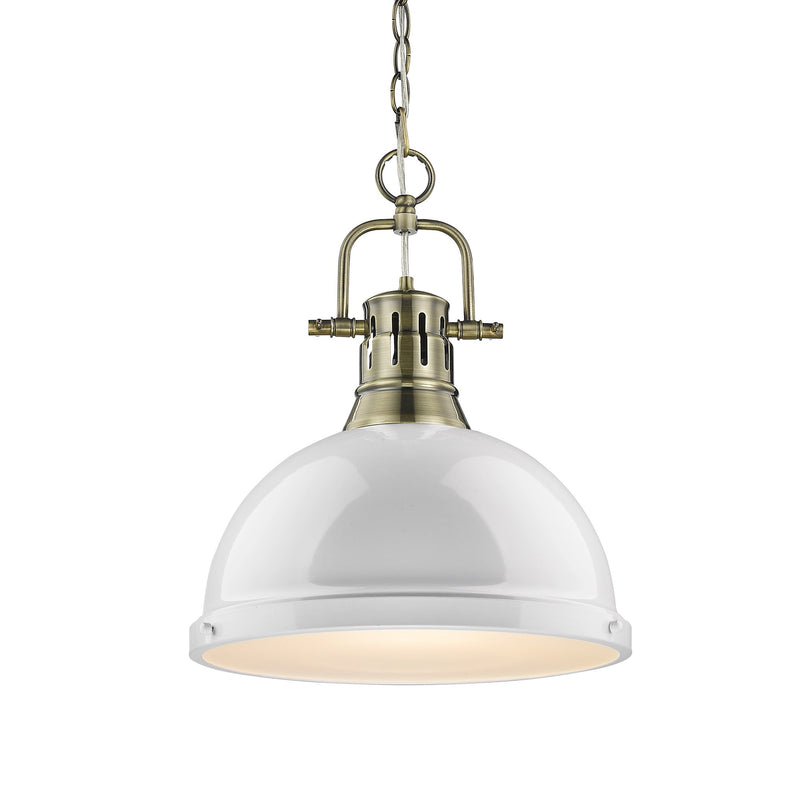 Duncan 14" Chain Hung Pendant in Aged Brass