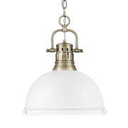 Duncan 14" Chain Hung Pendant in Aged Brass
