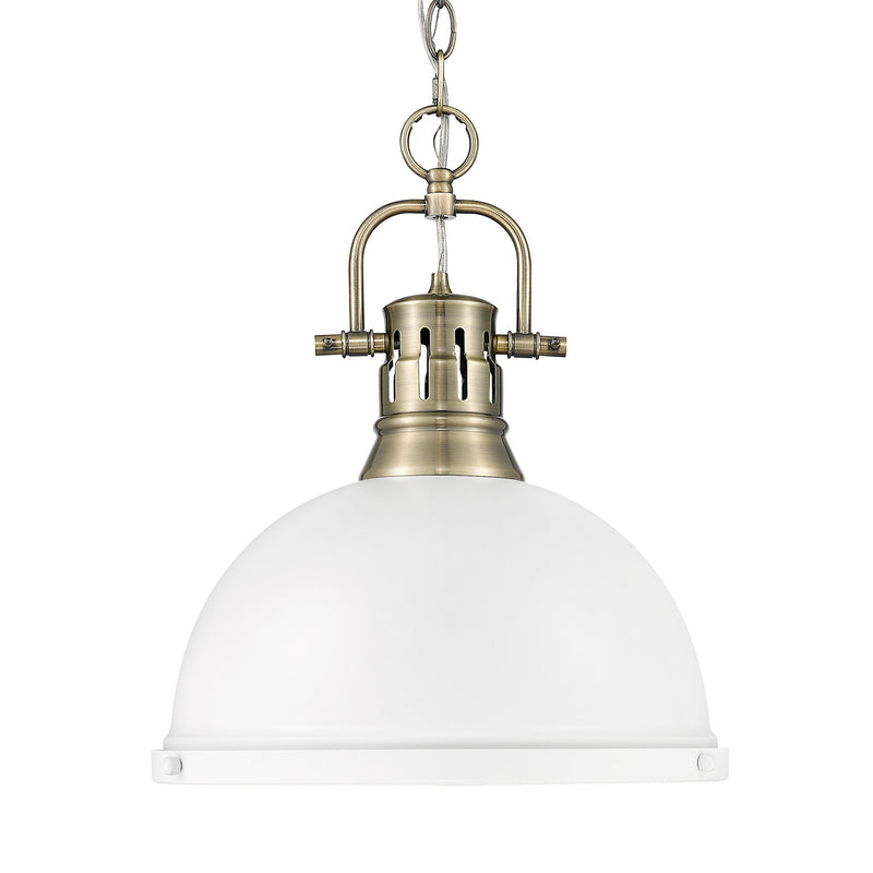 Duncan 14" Chain Hung Pendant in Aged Brass