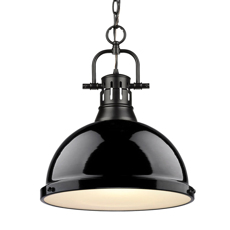 Duncan 14" Chain Hung Pendant in Matte Black