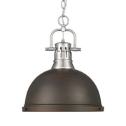 Duncan 14" Chain Hung Pendant in Pewter