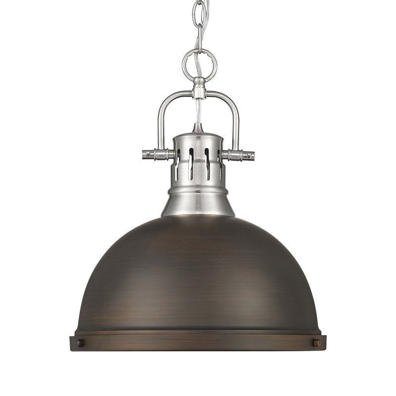 Duncan 14" Chain Hung Pendant in Pewter