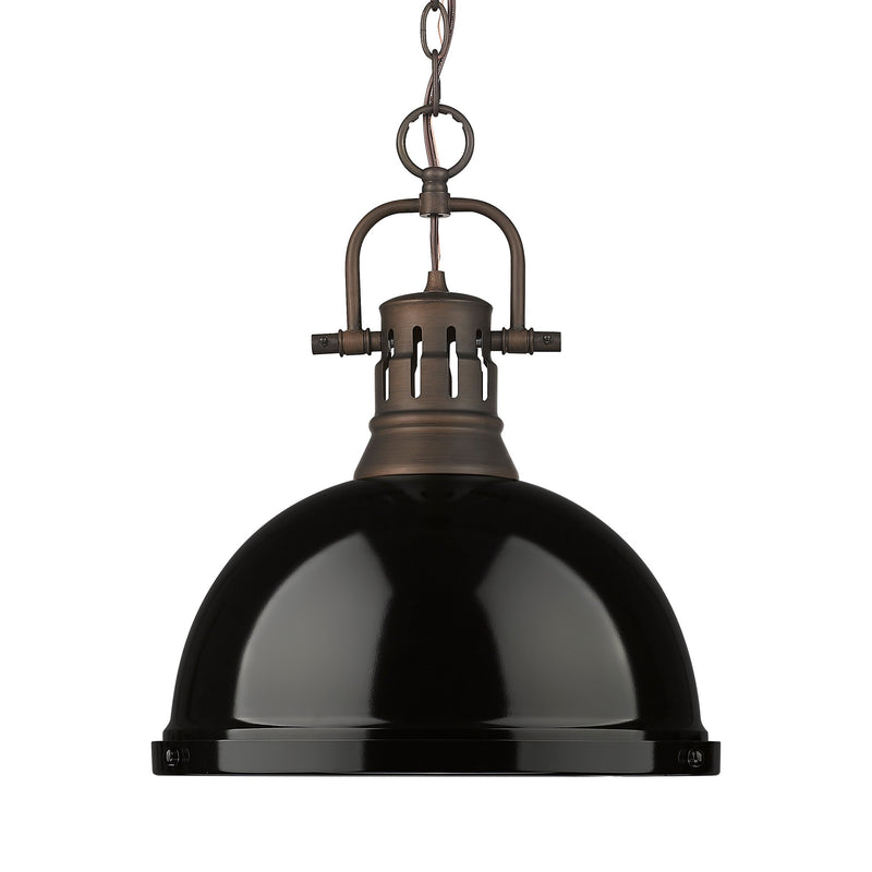 Duncan 14" Chain Hung Pendant in Rubbed Bronze
