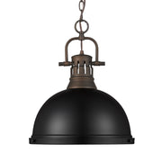 Duncan 14" Chain Hung Pendant in Rubbed Bronze