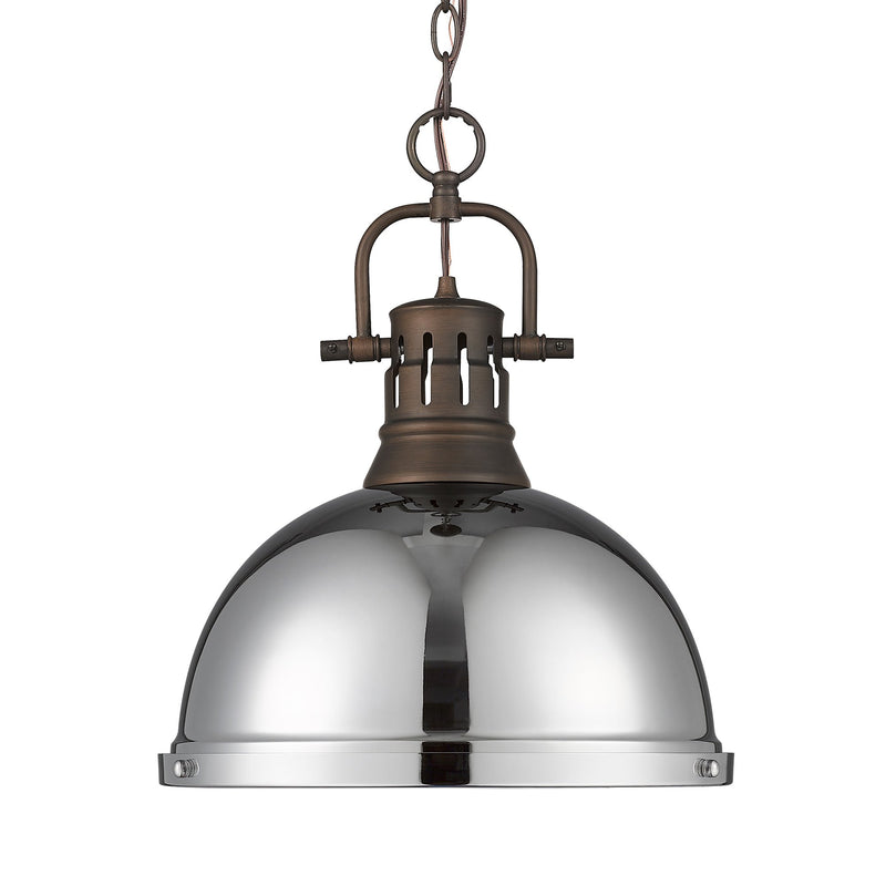 Duncan 14" Chain Hung Pendant in Rubbed Bronze