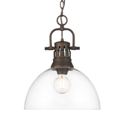 Duncan 14" Chain Hung Pendant in Rubbed Bronze