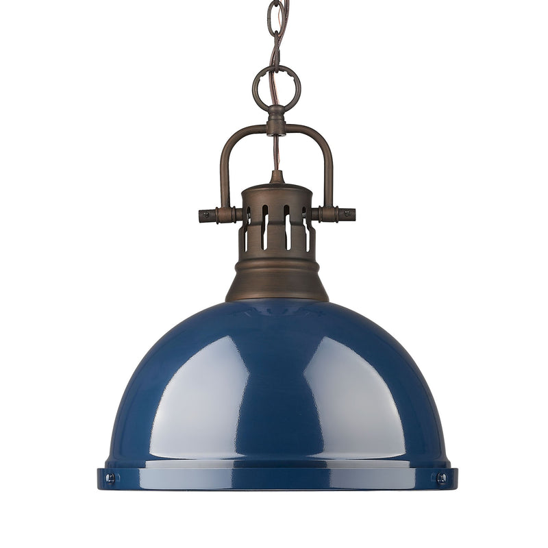 Duncan 14" Chain Hung Pendant in Rubbed Bronze