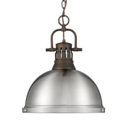 Duncan 14" Chain Hung Pendant in Rubbed Bronze
