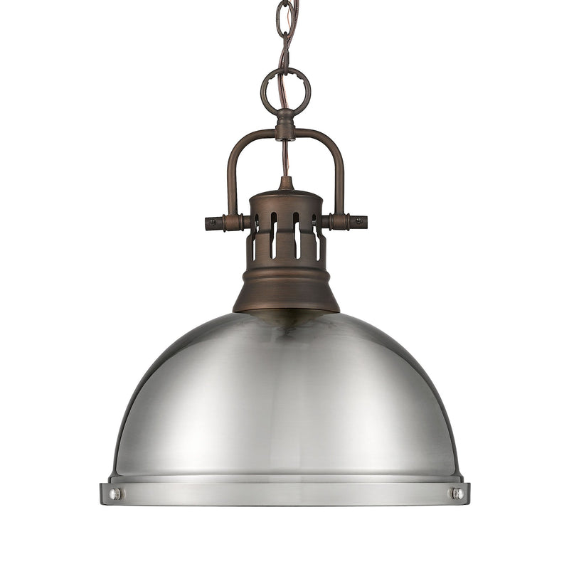 Duncan 14" Chain Hung Pendant in Rubbed Bronze
