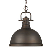 Duncan 14" Chain Hung Pendant in Rubbed Bronze
