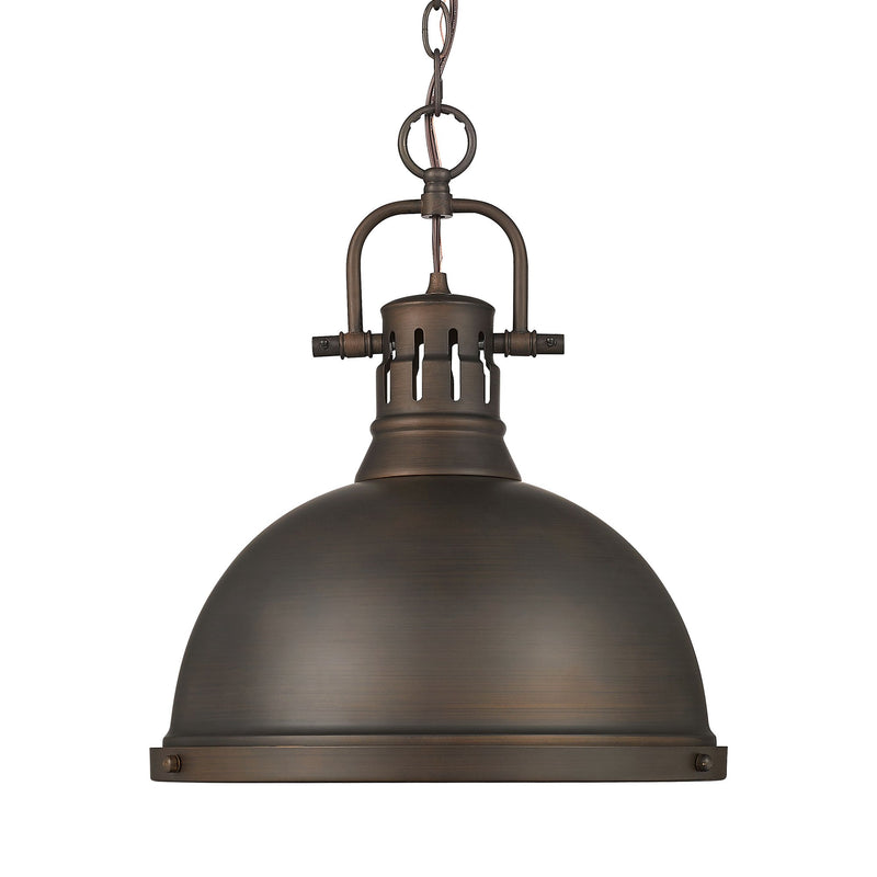 Duncan 14" Chain Hung Pendant in Rubbed Bronze