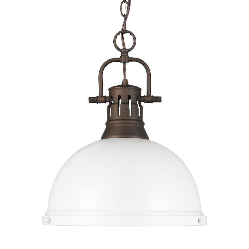 Duncan 14" Chain Hung Pendant in Rubbed Bronze