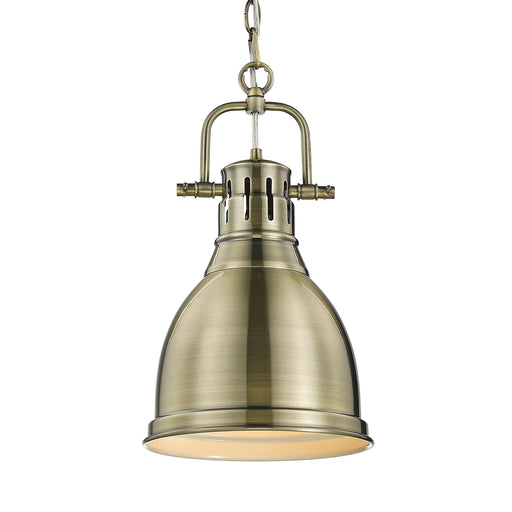 Duncan 9" Chain Hung Mini Pendant in Aged Brass