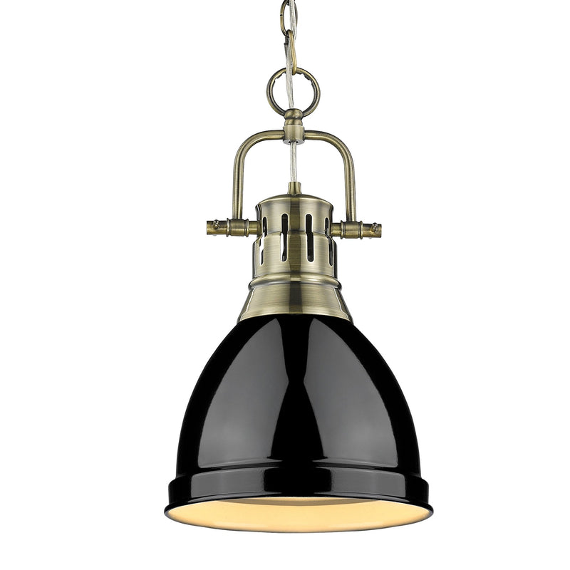Duncan 9" Chain Hung Mini Pendant in Aged Brass