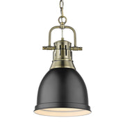 Duncan 9" Chain Hung Mini Pendant in Aged Brass
