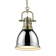 Duncan 9" Chain Hung Mini Pendant in Aged Brass