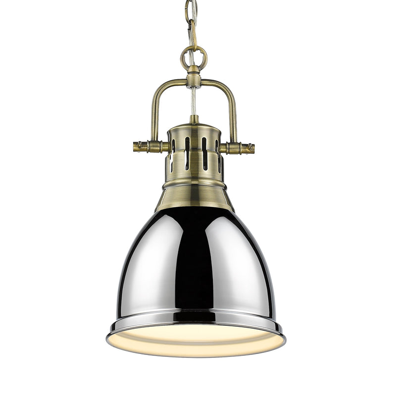 Duncan 9" Chain Hung Mini Pendant in Aged Brass