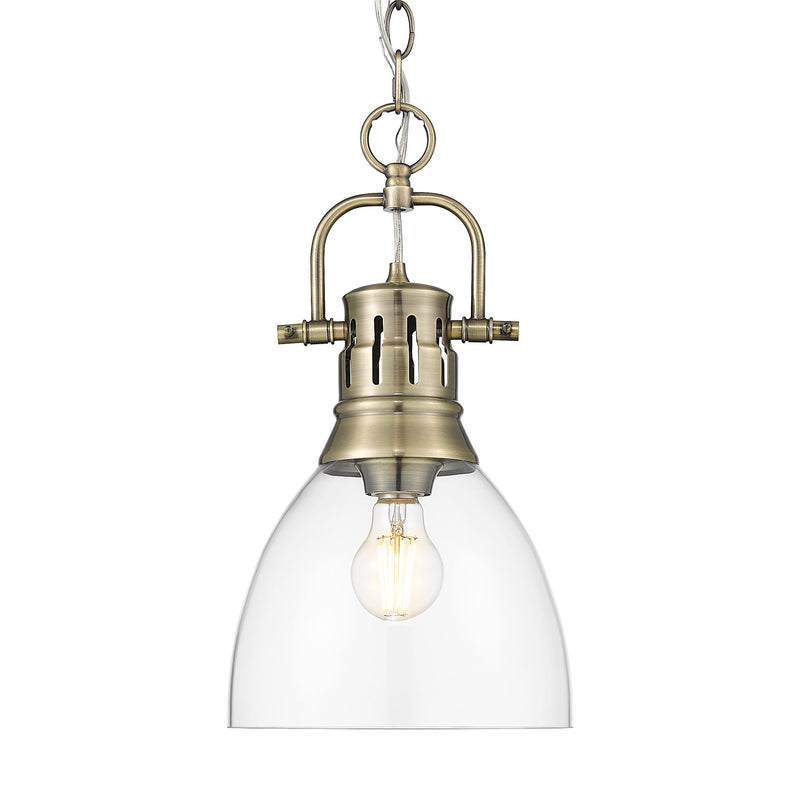 Duncan 9" Chain Hung Mini Pendant in Aged Brass