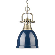 Duncan 9" Chain Hung Mini Pendant in Aged Brass