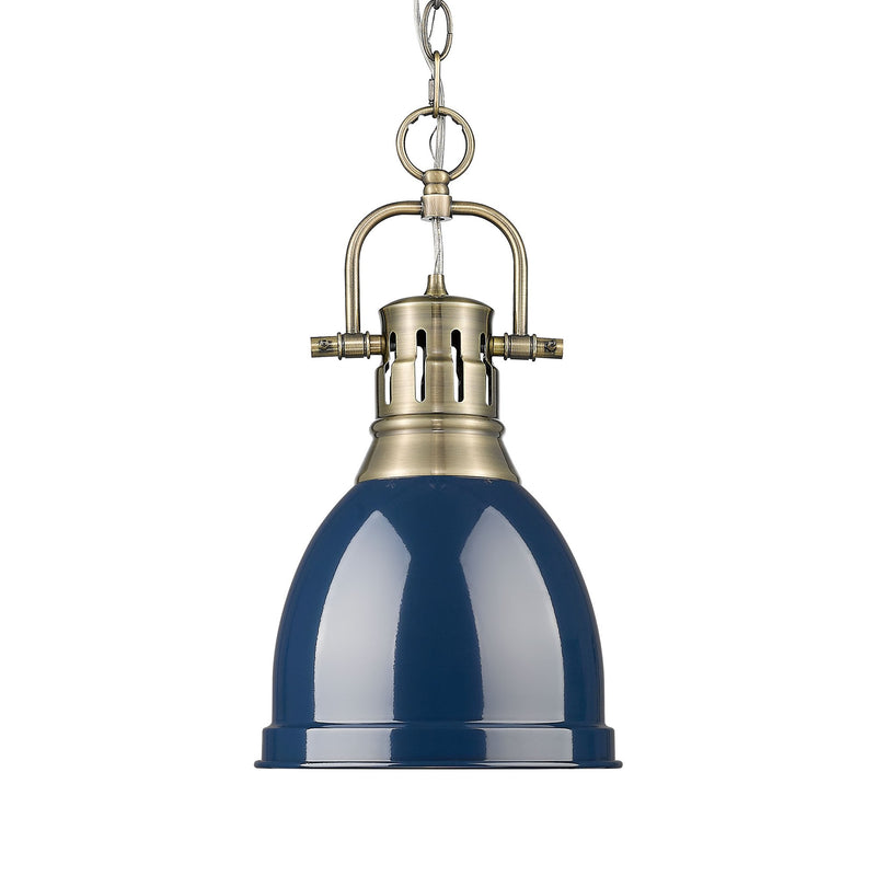 Duncan 9" Chain Hung Mini Pendant in Aged Brass