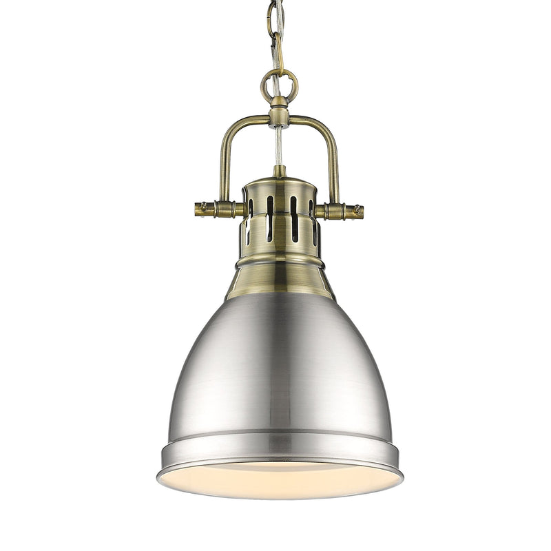 Duncan 9" Chain Hung Mini Pendant in Aged Brass