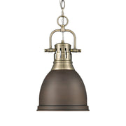 Duncan 9" Chain Hung Mini Pendant in Aged Brass