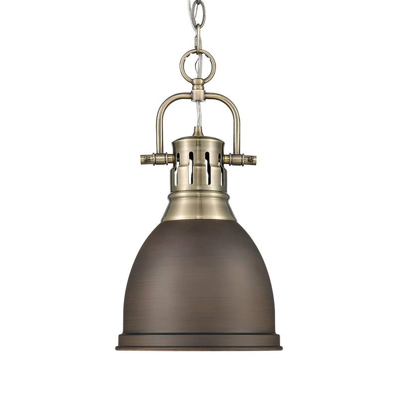 Duncan 9" Chain Hung Mini Pendant in Aged Brass