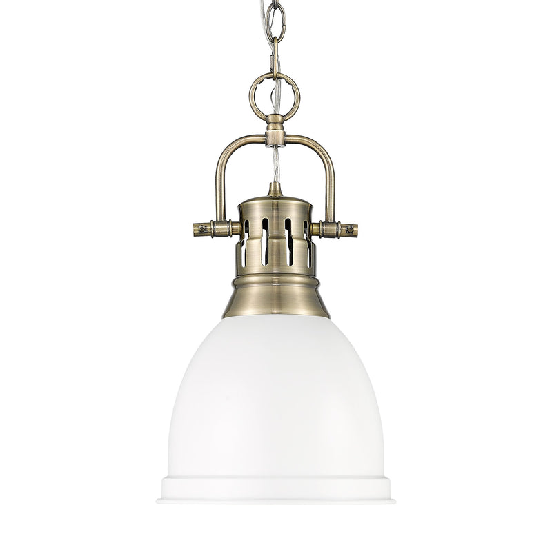 Duncan 9" Chain Hung Mini Pendant in Aged Brass