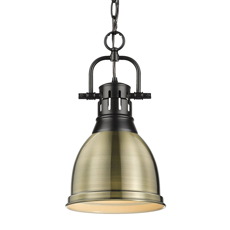 Duncan 9" Chain Hung Mini Pendant in Matte Black
