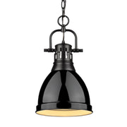 Duncan 9" Chain Hung Mini Pendant in Matte Black