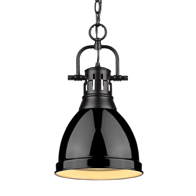 Duncan 9" Chain Hung Mini Pendant in Matte Black