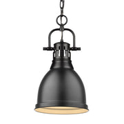 Duncan 9" Chain Hung Mini Pendant in Matte Black