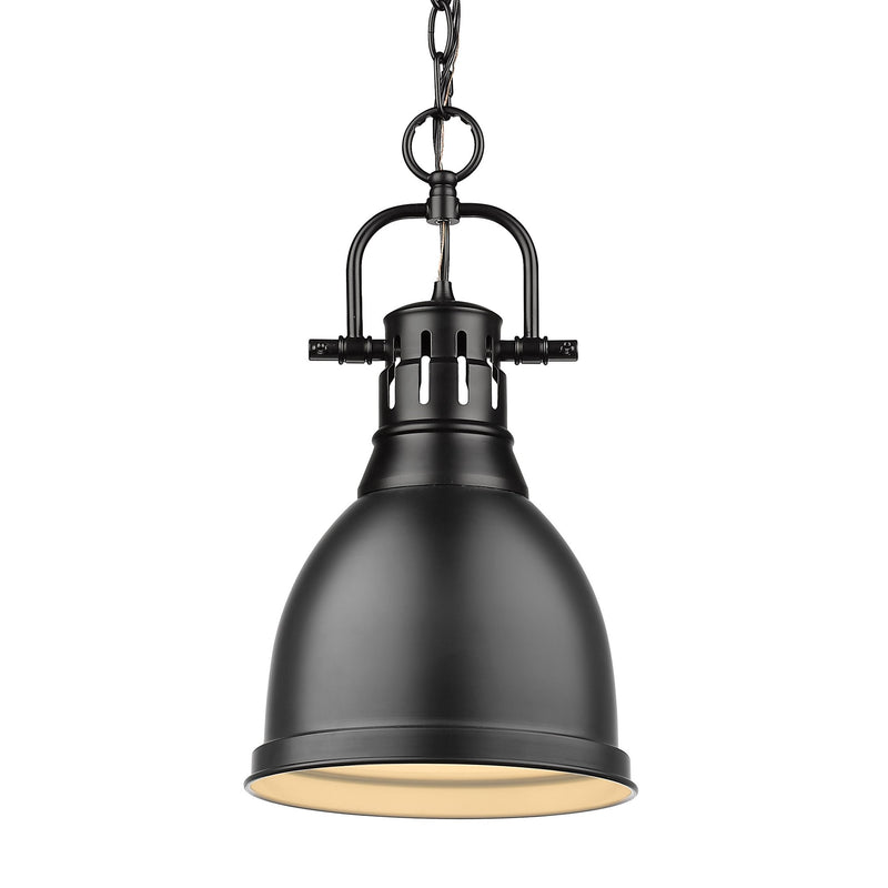 Duncan 9" Chain Hung Mini Pendant in Matte Black