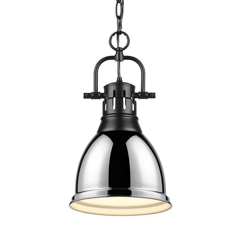 Duncan 9" Chain Hung Mini Pendant in Matte Black